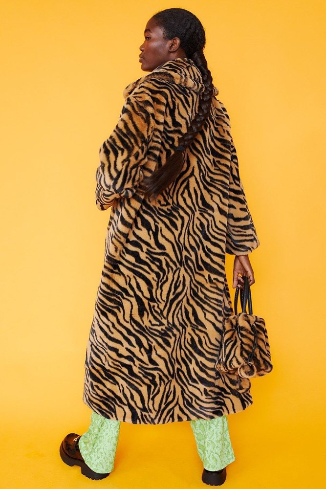 Jayley Midi shaved shearling faux fur coat - style-heaven
