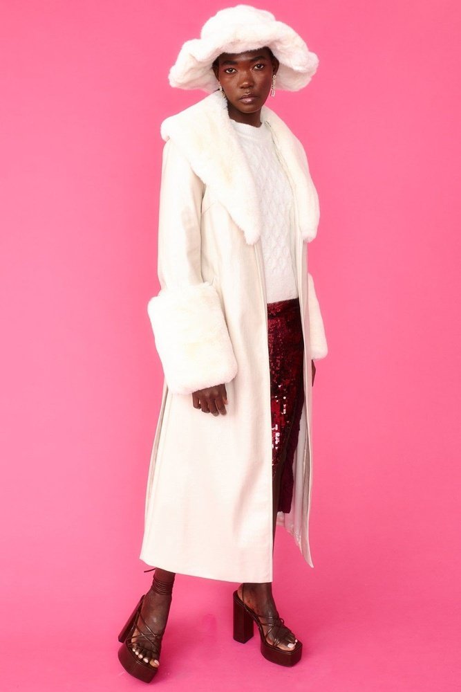 Jayley Faux Leather Jacket With Detachable Faux Fur Cuffs & Collar - style-heaven