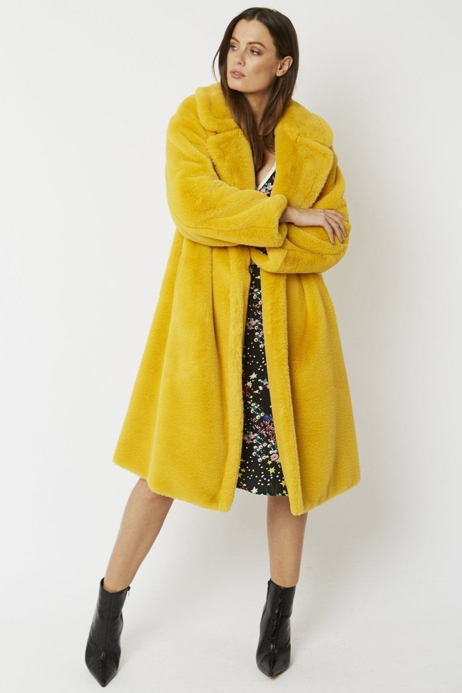Jayley Midi shaved shearling faux fur coat - style-heaven