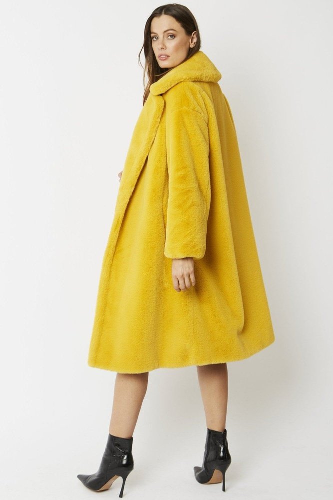 Jayley Midi shaved shearling faux fur coat - style-heaven