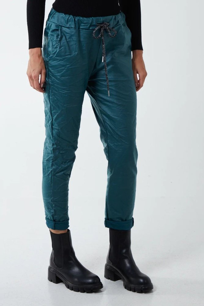 Magic Stretch PU Coated Crushed Trousers One Size (to fit 8-16) Available in 5 Colours - style-heaven