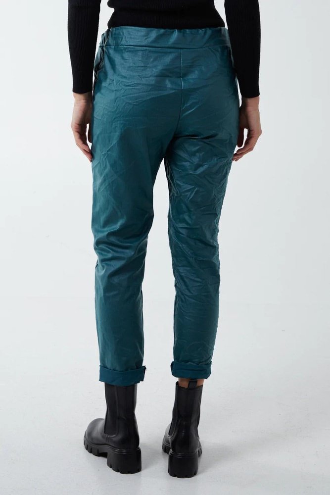 Magic Stretch PU Coated Crushed Trousers One Size (to fit 8-16) Available in 5 Colours - style-heaven