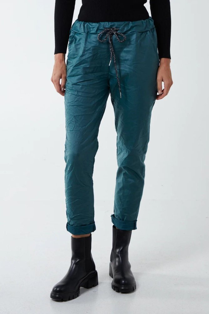 Magic Stretch PU Coated Crushed Trousers One Size (to fit 8-16) Available in 5 Colours - style-heaven