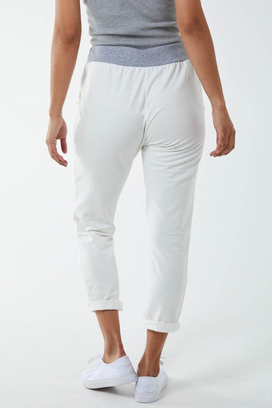 Contrast Waist Jogger Trousers Ivory