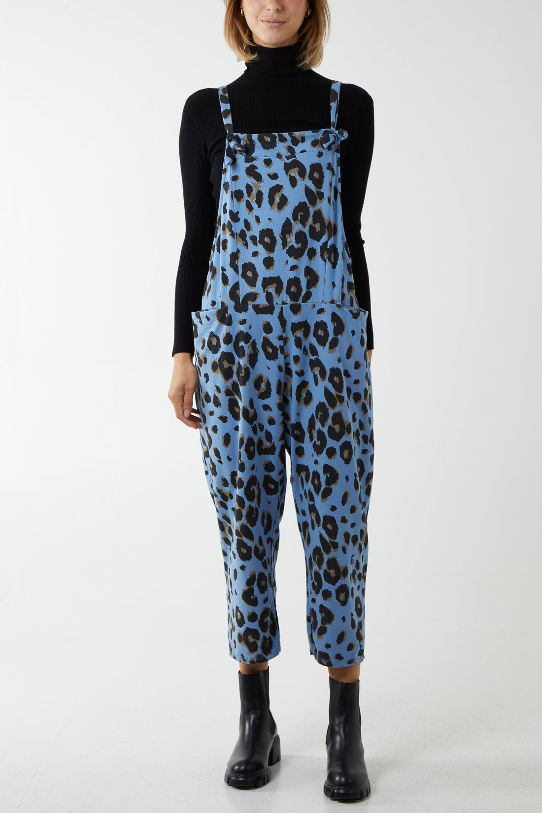 Blue Leopard Dungarees