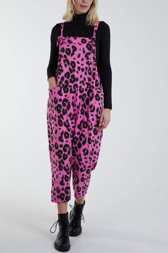 Pink Leopard Dungarees