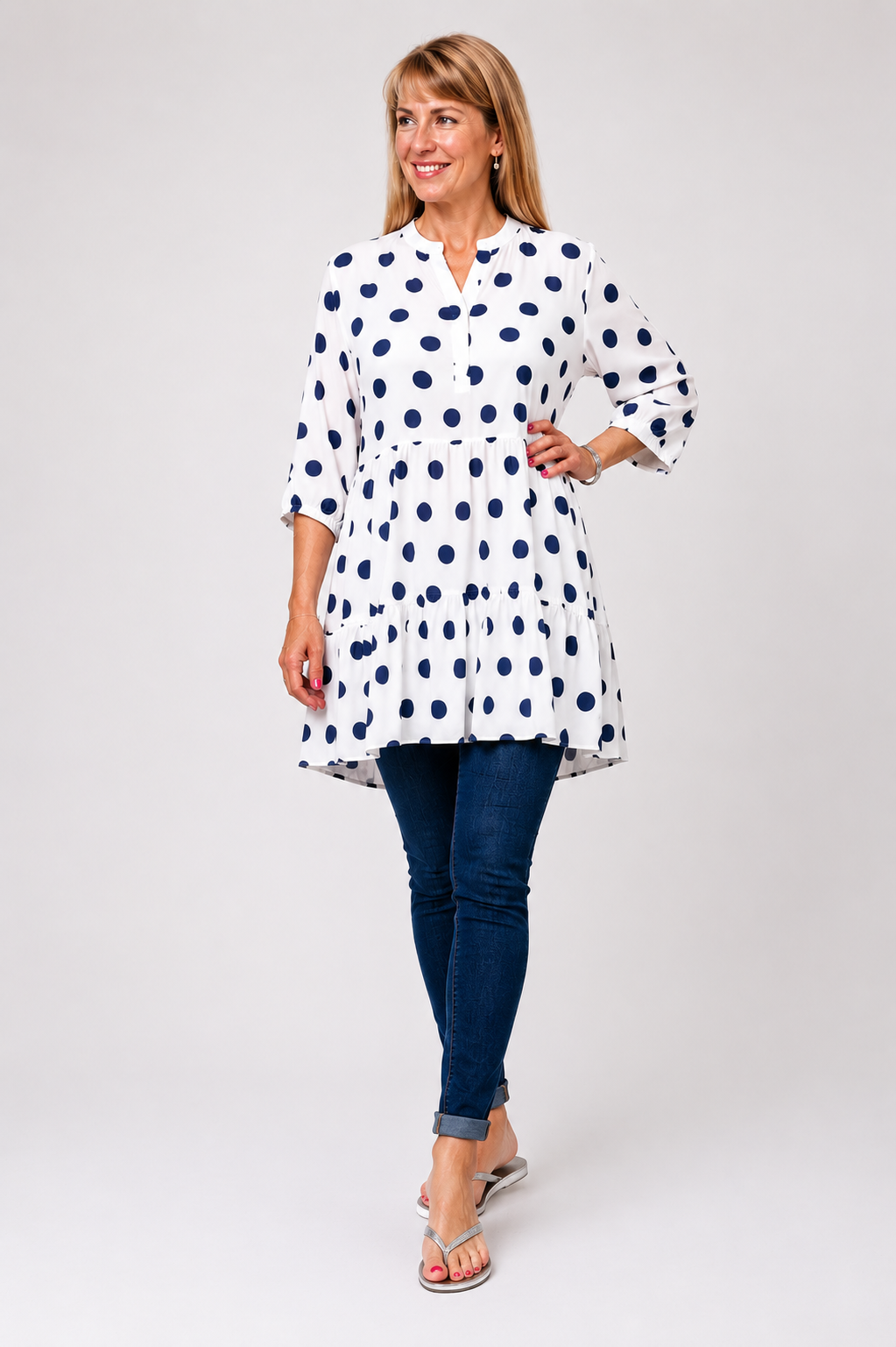 White spotty smock dress