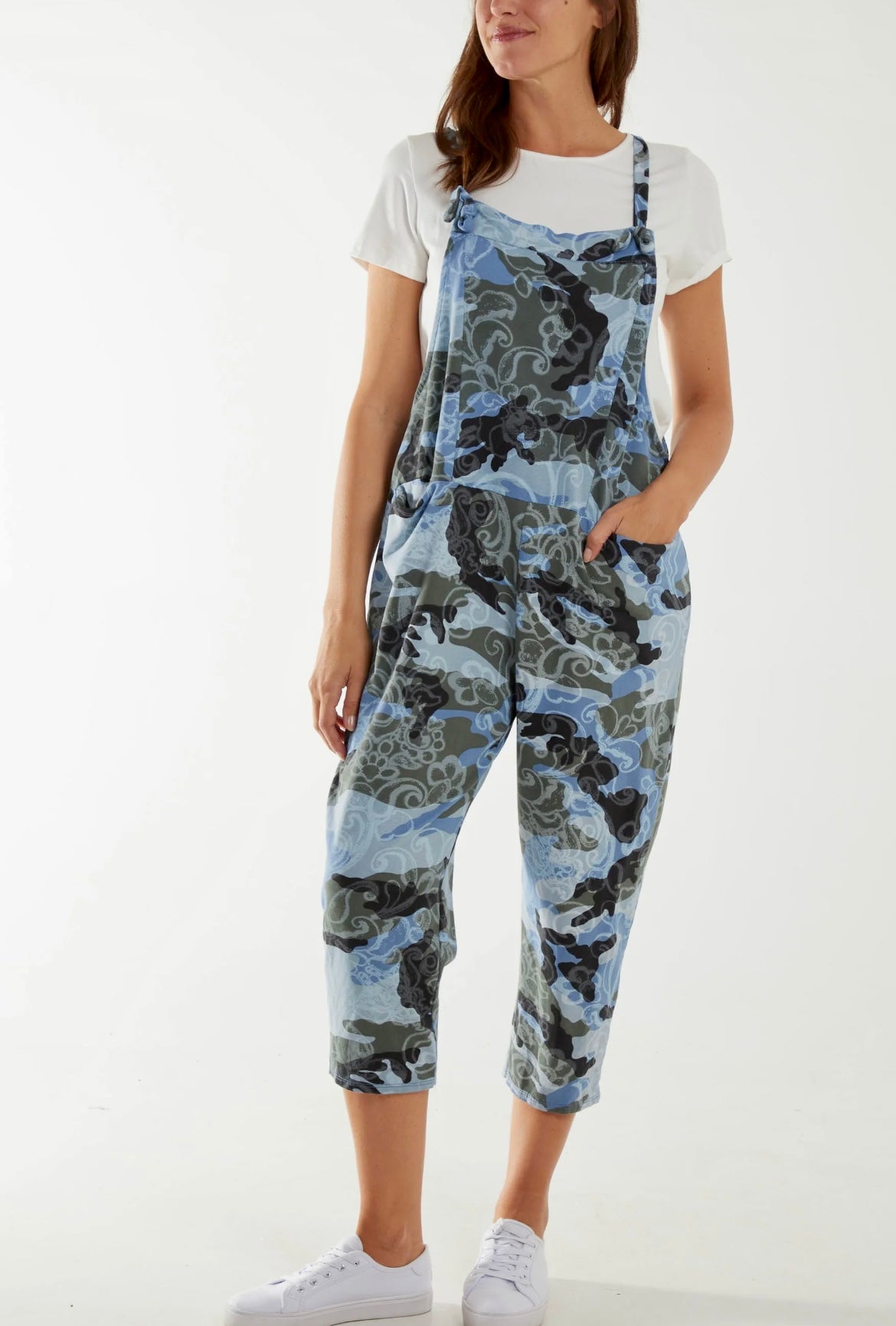 Abstract Dungarees Blue