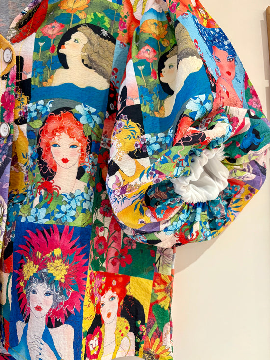 Vibrant Puff Sleeve Blouse – One of a Kind