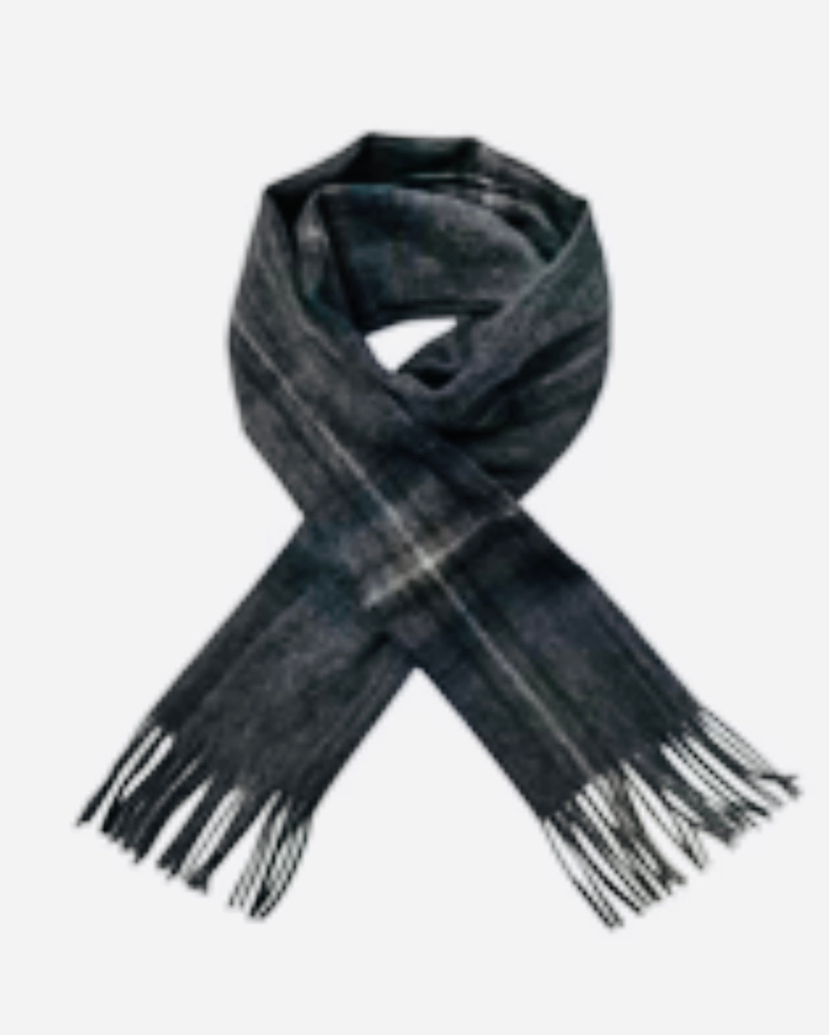 Multi Check Print Tassel Scarf - Charcoal