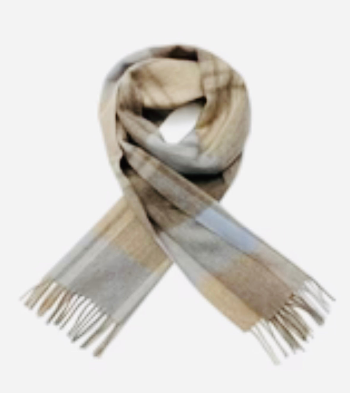 Multi Check Print Tassel Scarf - Beige/Coffee/Blue