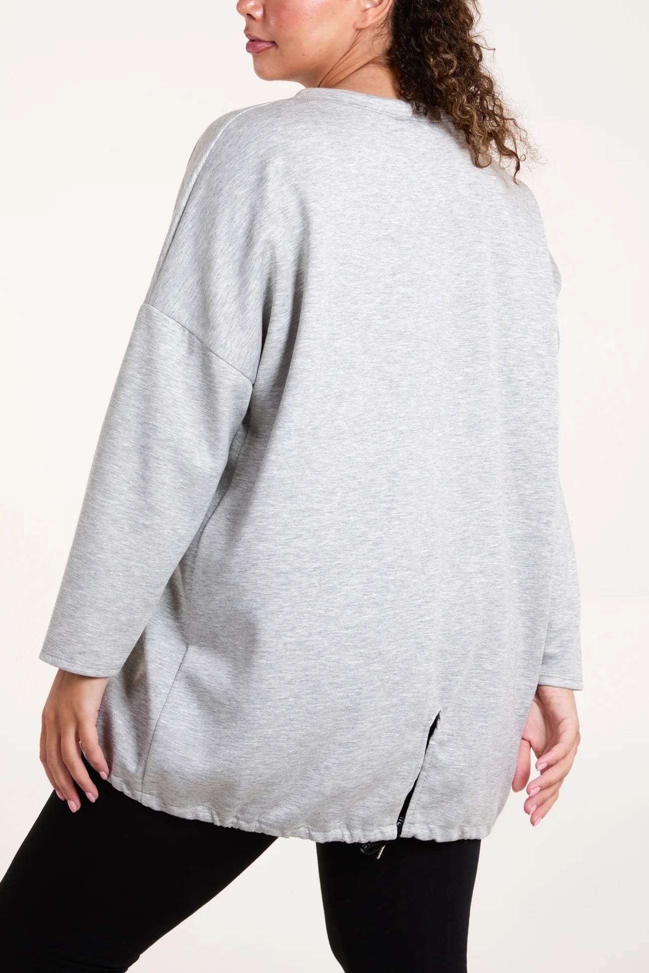 Round Neck Super Soft Sweatshirt with back toggle - Grey