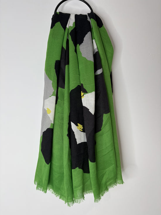 Lime Green, black and white scarf