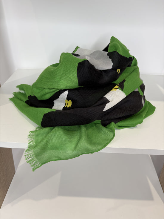 Lime Green, black and white scarf