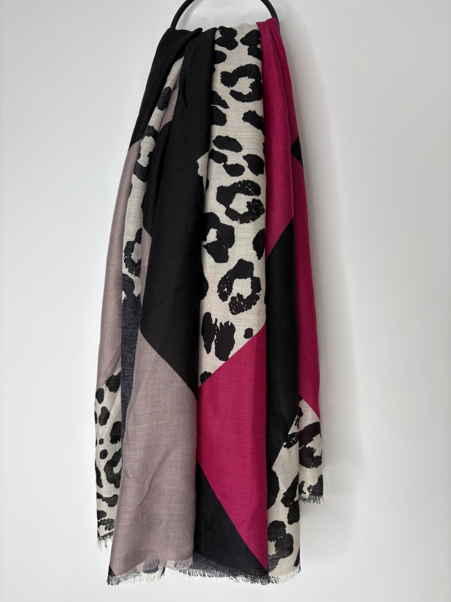 Pink, black and ivory scarf