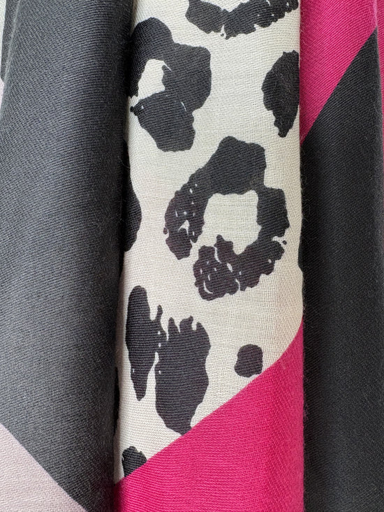 Pink, black and ivory scarf