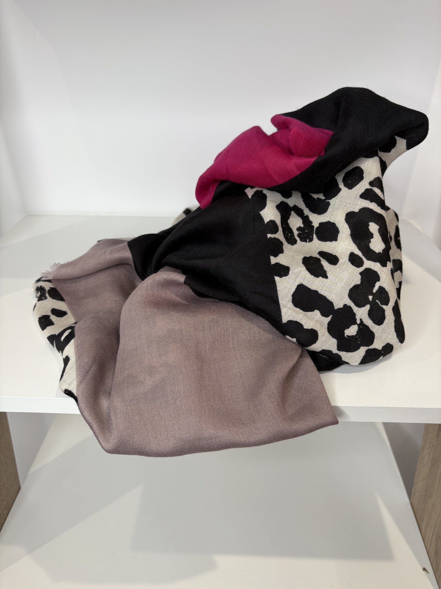 Pink, black and ivory scarf