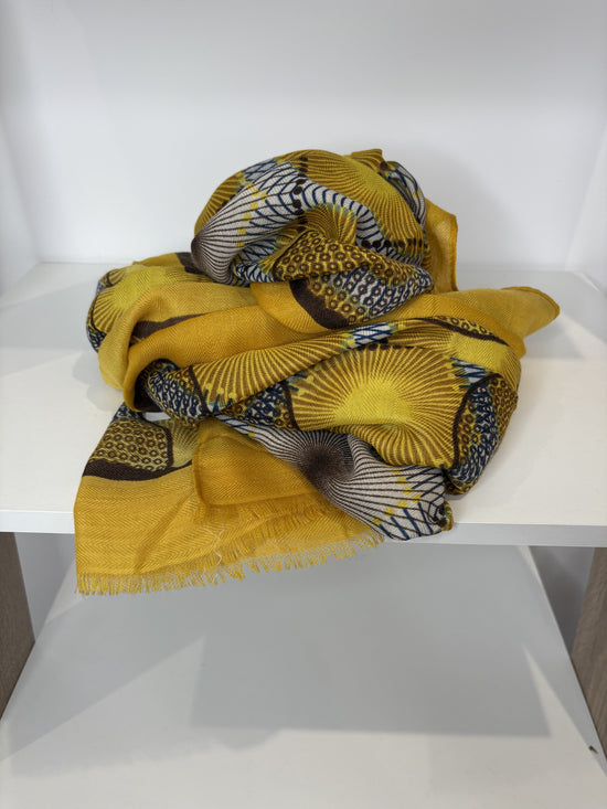 Mustard circle print scarf