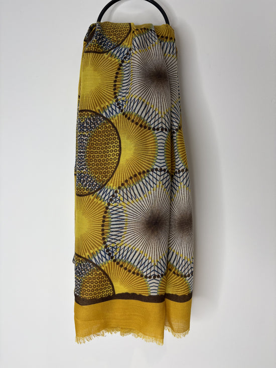 Mustard circle print scarf