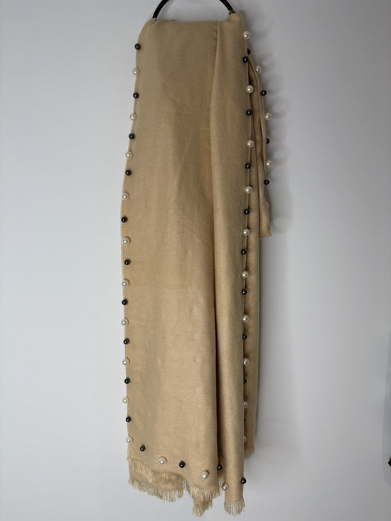 Camel pearl edge scarf