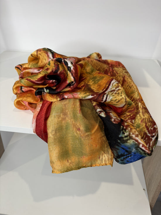 Multi autumnal silky scarf