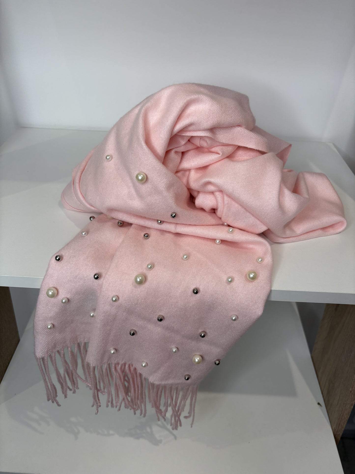 Pink pearl scarf