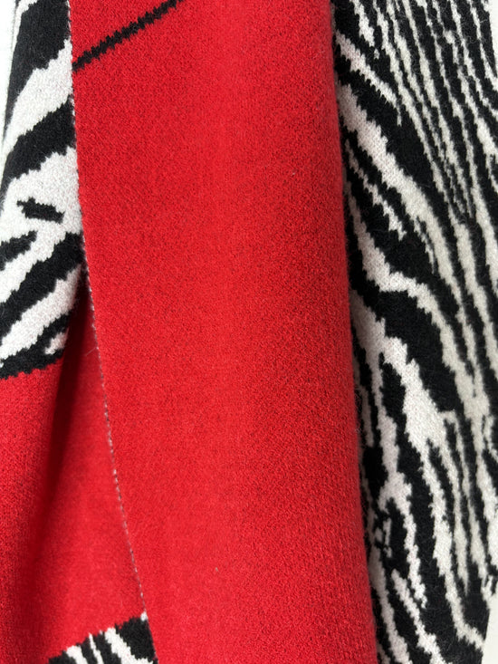 Red zebra print bobble scarf