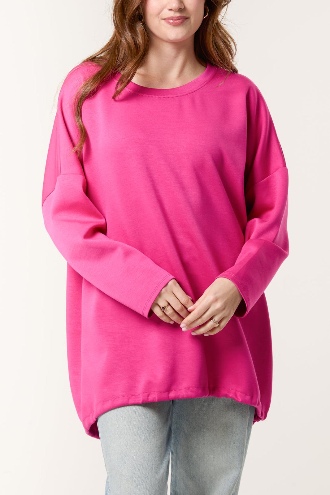 Round Neck Super Soft Sweatshirt with back toggle - Fuchsia