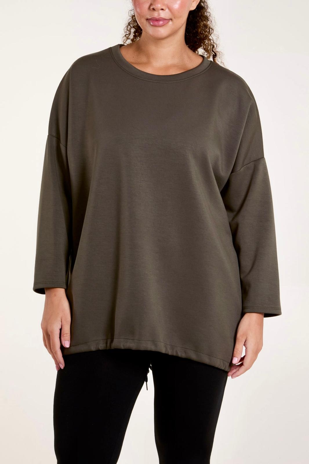 Round Neck Super Soft Sweatshirt with back toggle - Khaki