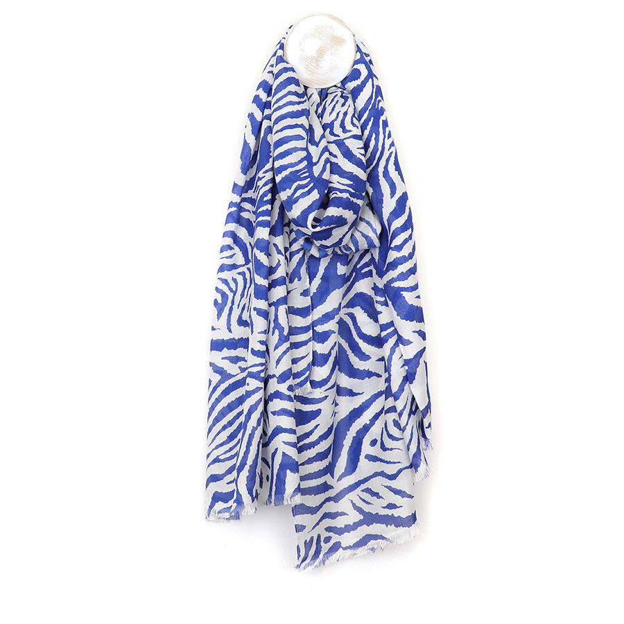 Bamboo Blue Zebra Print Scarf