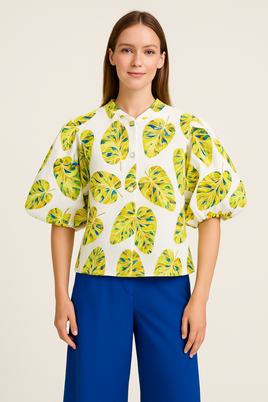 Tropical Puff Sleeve Blouse – One of a Kind