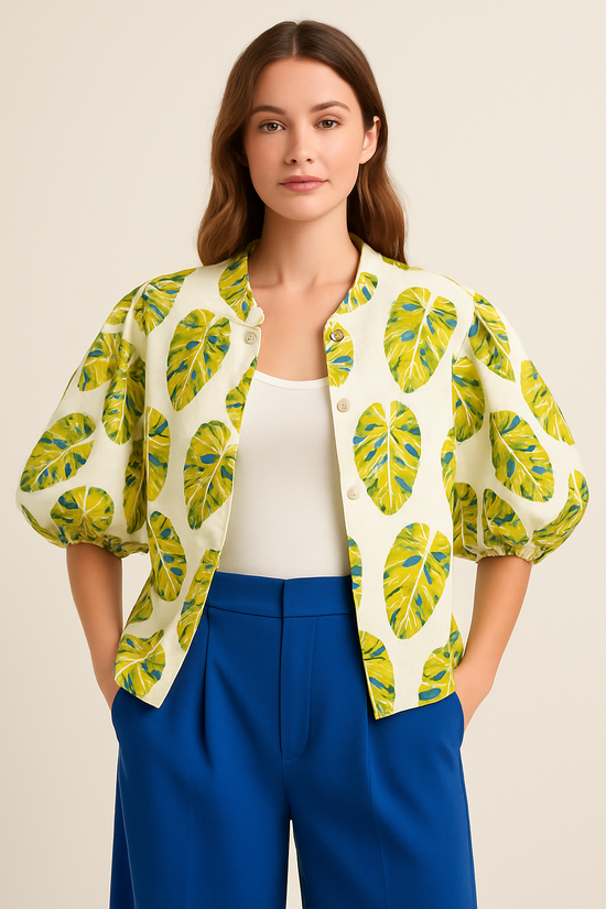 Tropical Puff Sleeve Blouse – One of a Kind