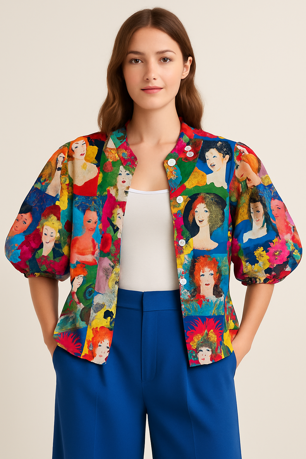 Vibrant Puff Sleeve Blouse – One of a Kind
