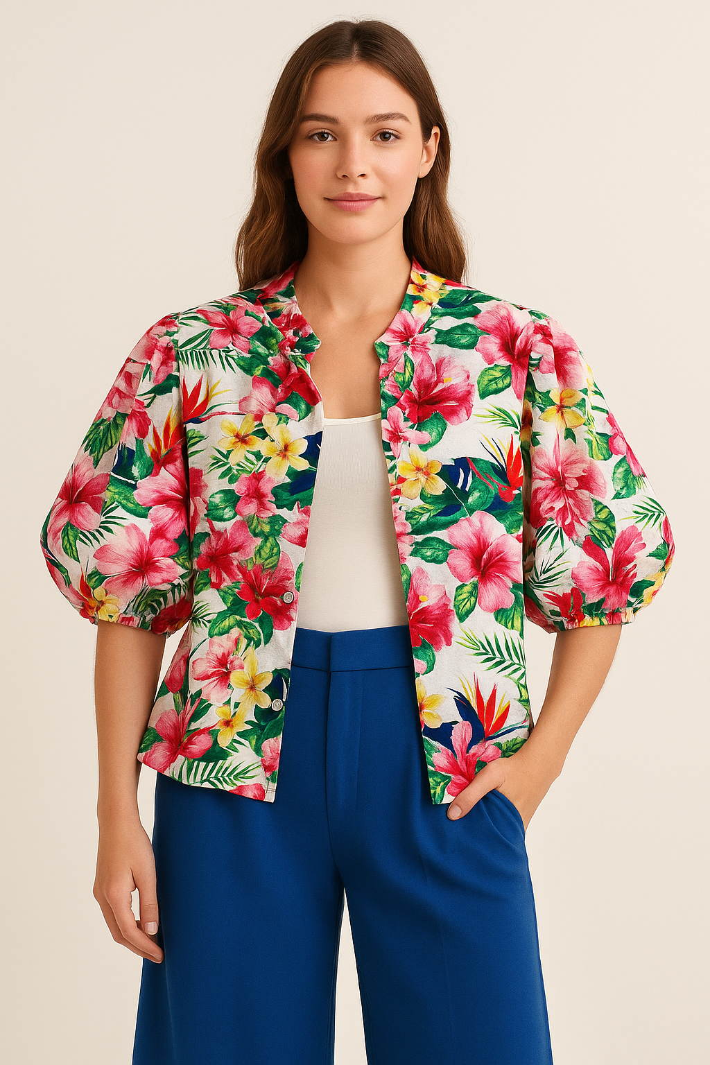 Floral Tropics Puff Sleeve Blouse – One of a Kind