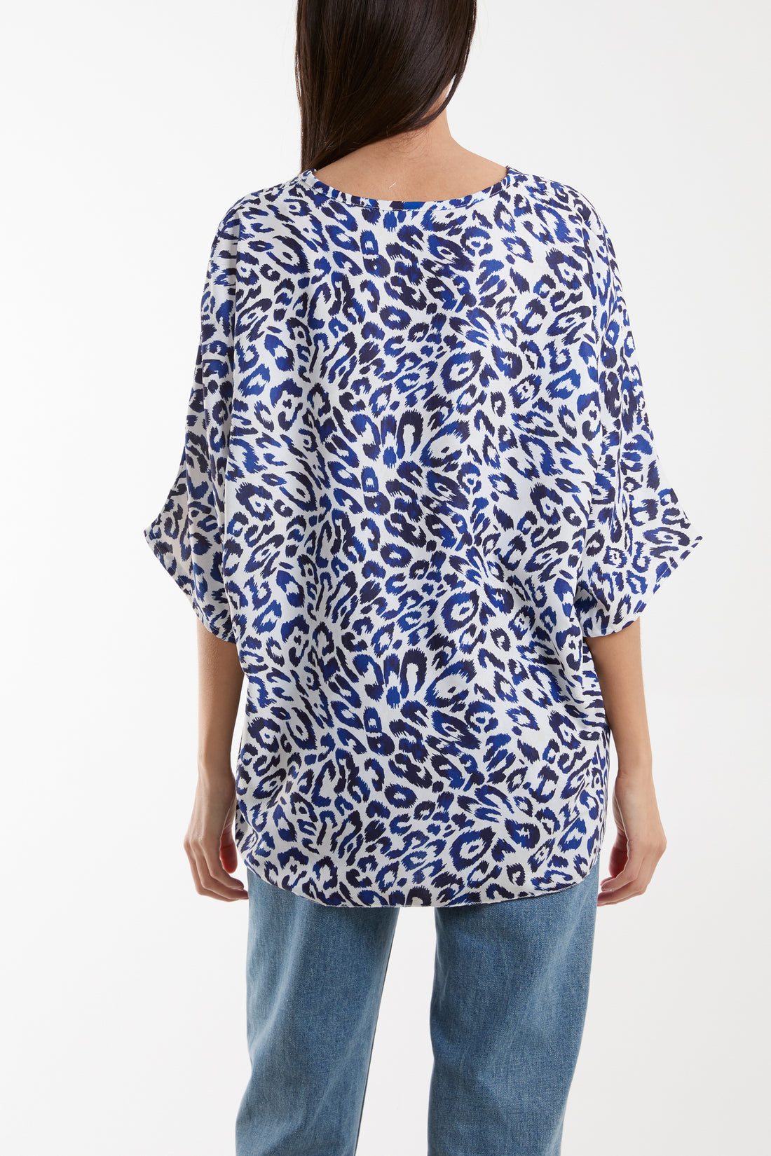 Knot Front Leopard Print Top - Navy