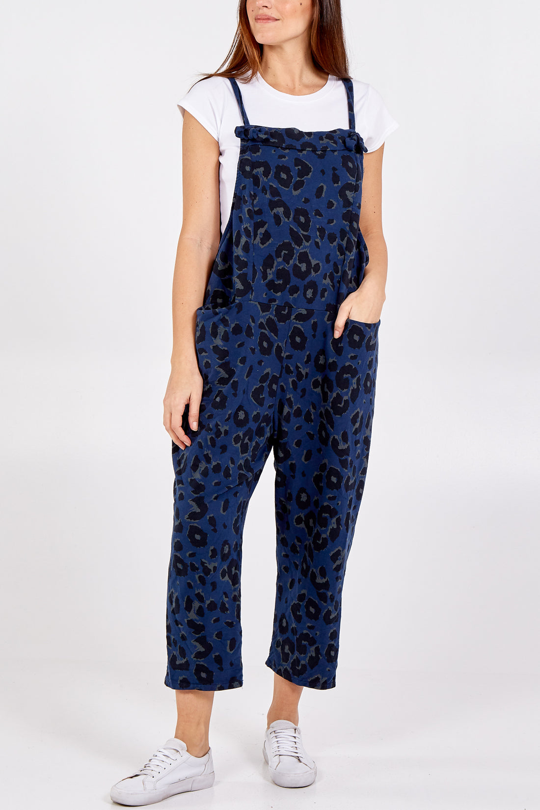 Navy Leopard Dungarees