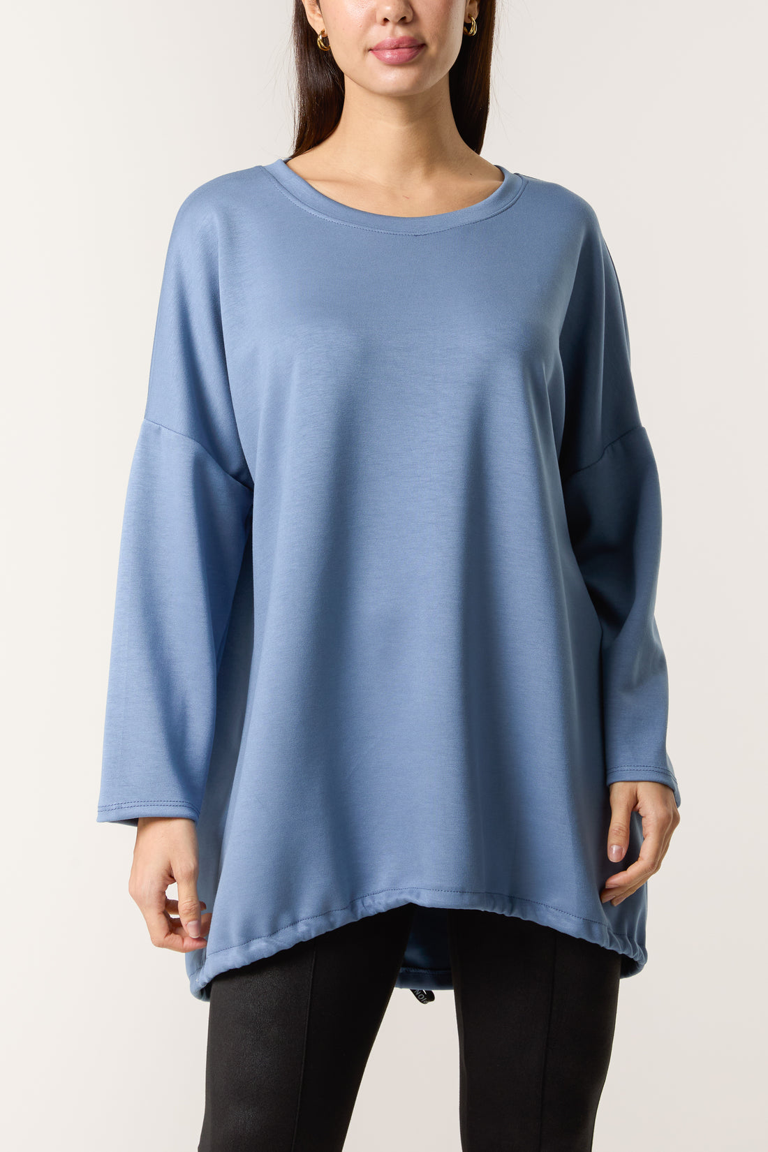 Round Neck Super Soft Sweatshirt with back toggle - Denim Blue