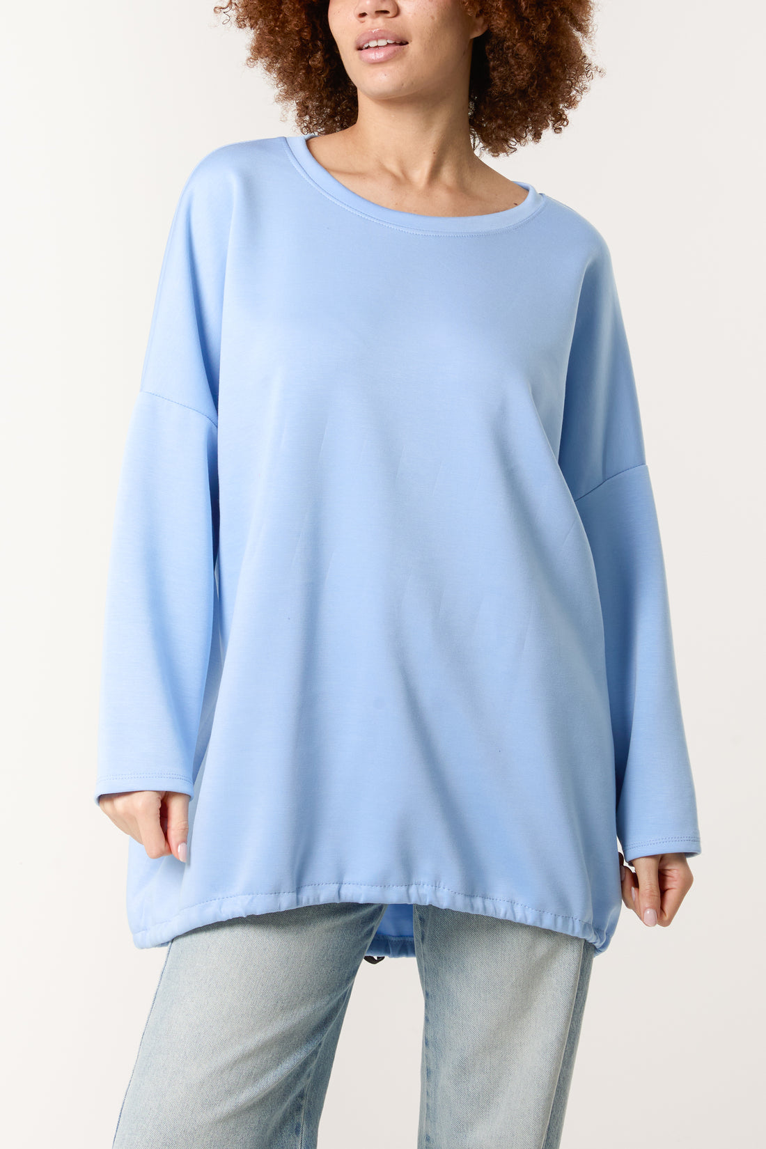 Round Neck Super Soft Sweatshirt with back toggle - Sky Blue