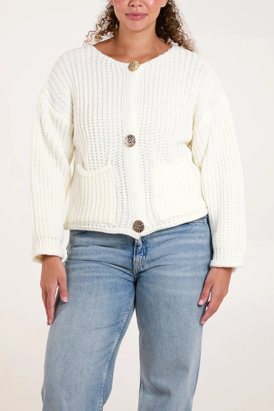 Chunky Knit Cardigan - White