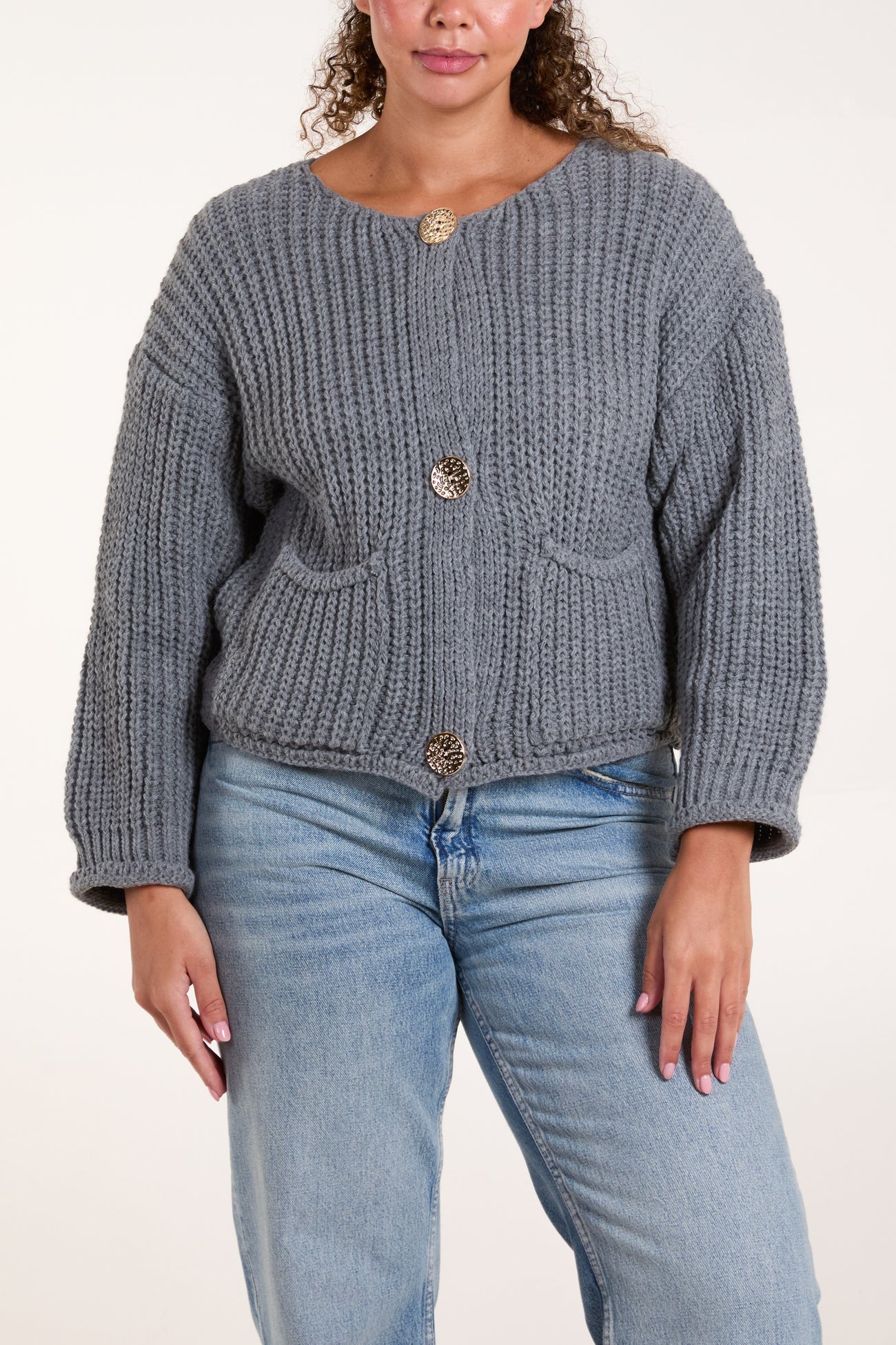 Chunky Knit Cardigan - Grey