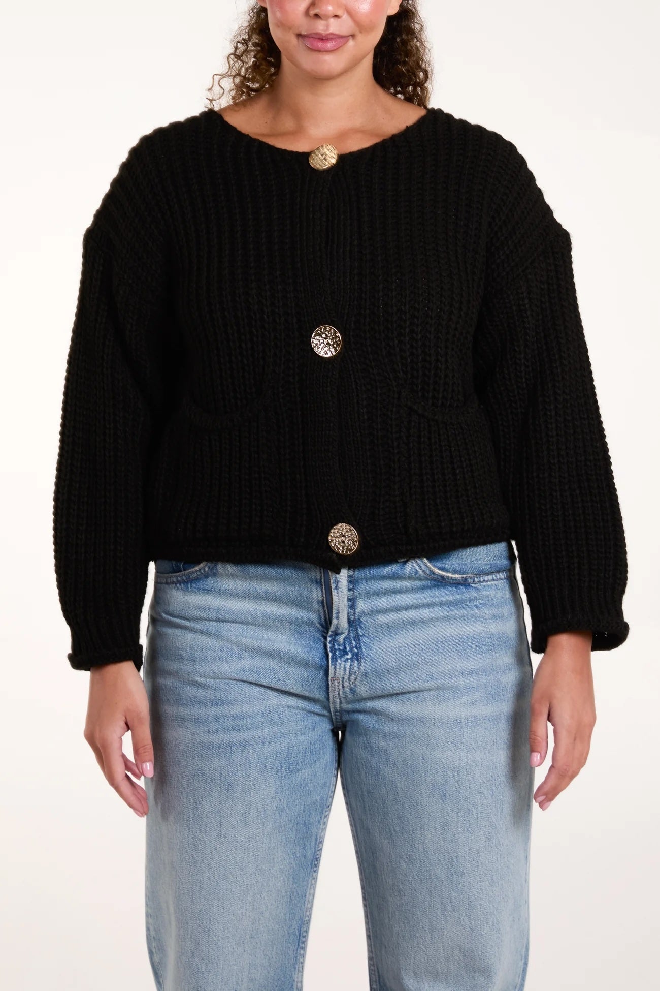 Chunky Knit Cardigan - Black