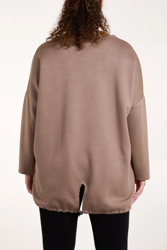 Round Neck Super Soft Sweatshirt with back toggle - Mocha