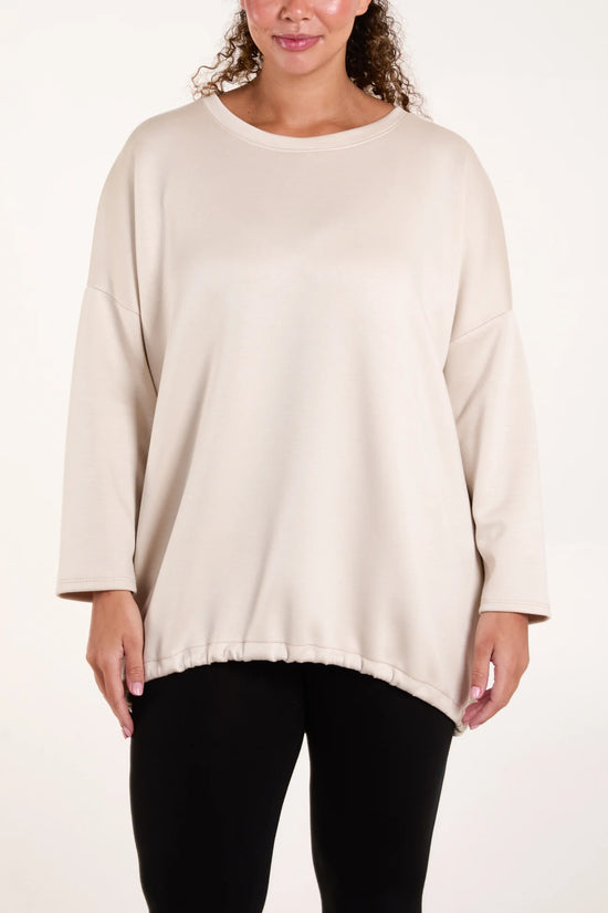 Round Neck Super Soft Sweatshirt with back toggle - Stone