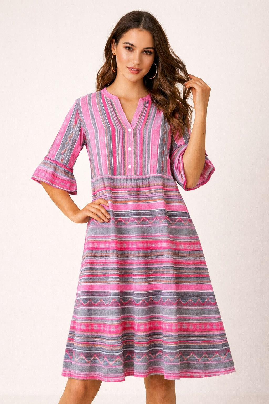 Pink/Grey Aztec Dress