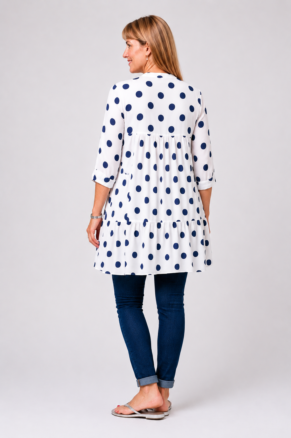 White spotty smock dress