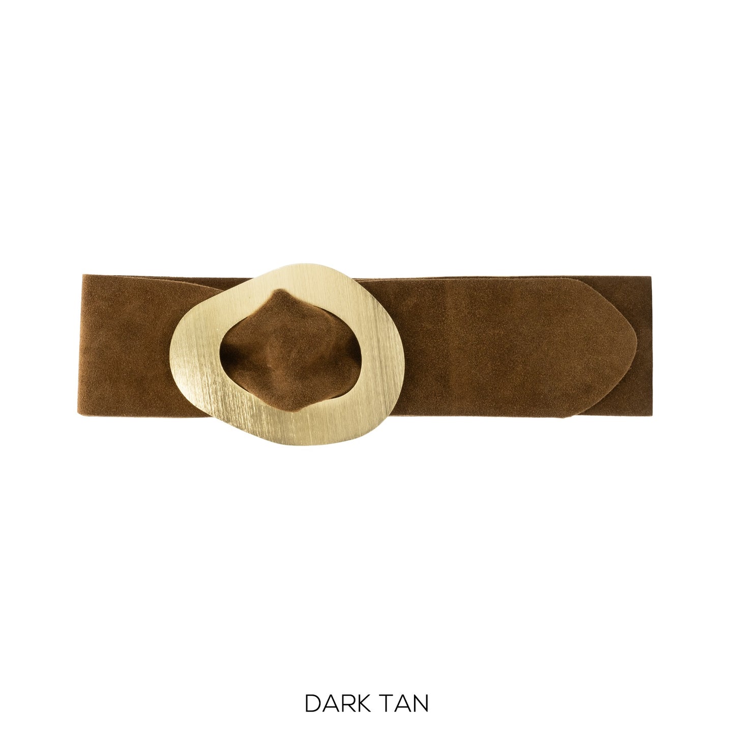Suede Leather Belt with Gold Buckle- Chocolate