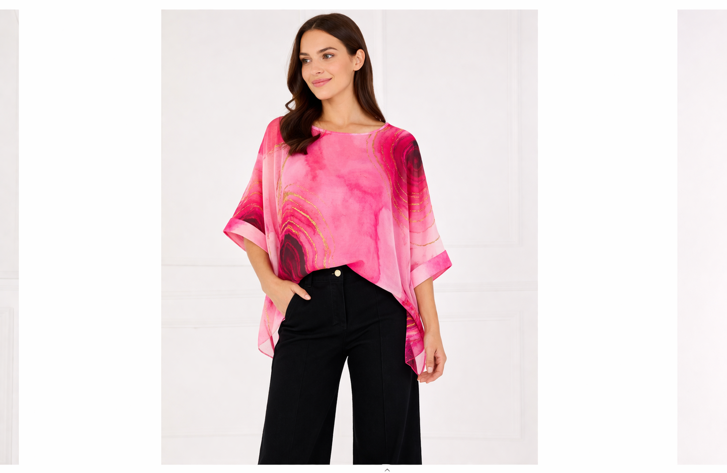 Silky Watercolour Overlay Top - pink