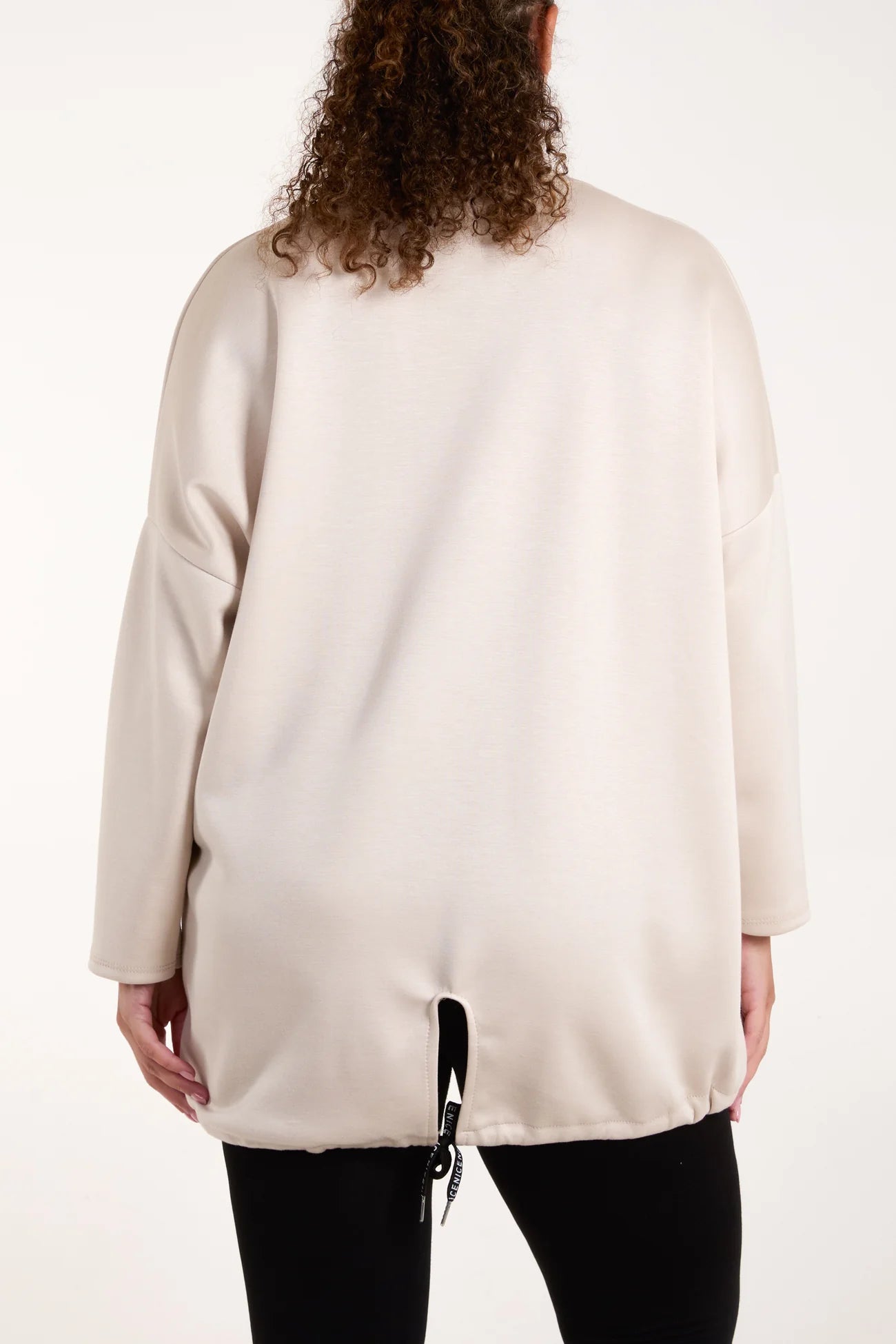 Round Neck Super Soft Sweatshirt with back toggle - Stone