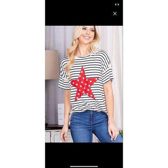 Red star and stripe women's top - style-heaven