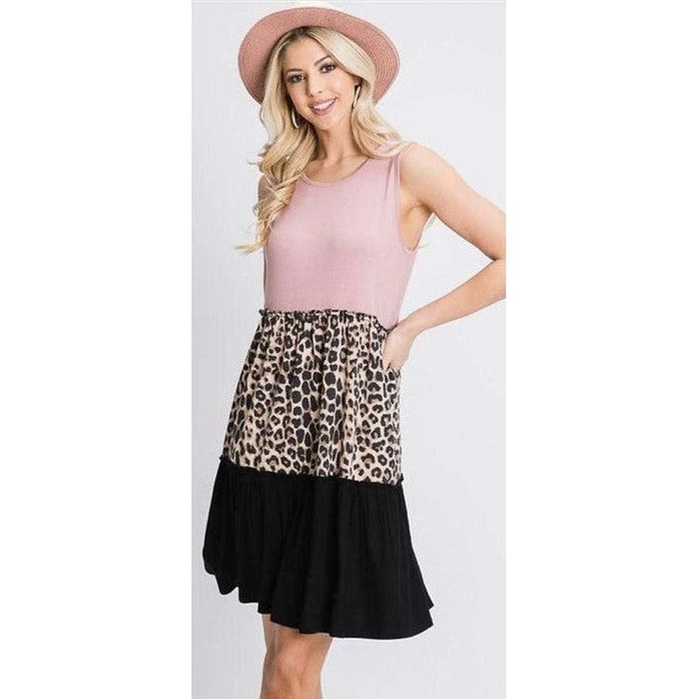 Load image into Gallery viewer, Dusky Pink Animal Print Women&amp;#39;s Dress - style-heaven

